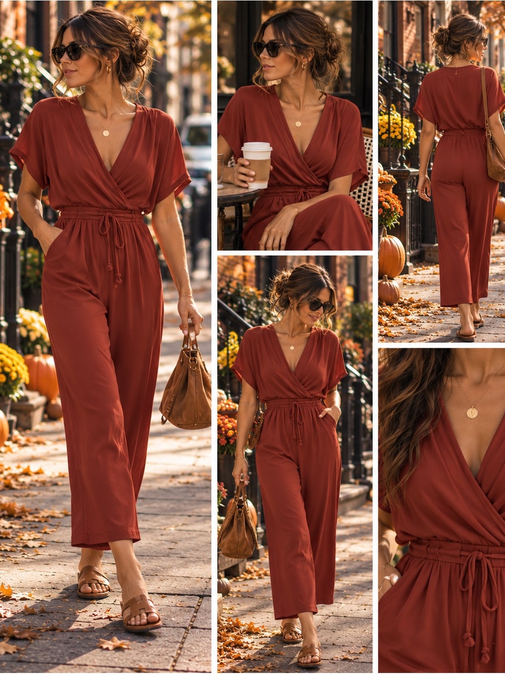 Michael Stars Short Sleeve Surplice Jersey Jumpsuit Red XS